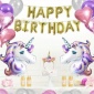 跨境热销生日装饰套装 独角兽发箍 独角兽气球 美版生日套装气球